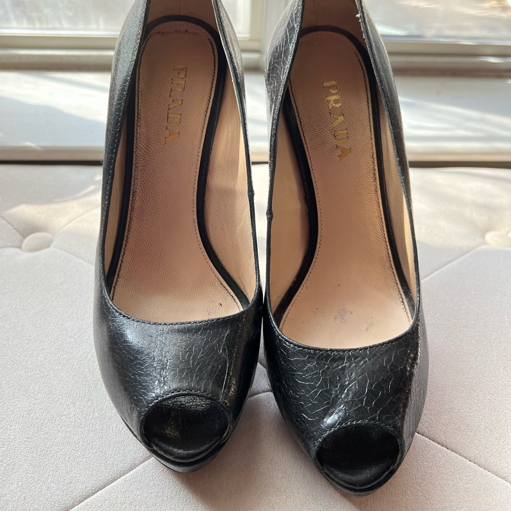 Prada peep toe heels